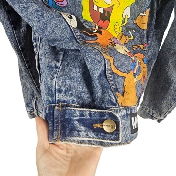 Members Only X Nickelodeon Denim Jacket Sz M Rugrats SpongeBob Grunge Y2K Casual - Picture 6 of 14